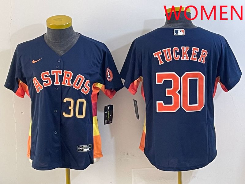 Women Houston Astros #30 Tucker Blue City Edition 2025 Nike MLB Jersey style 4